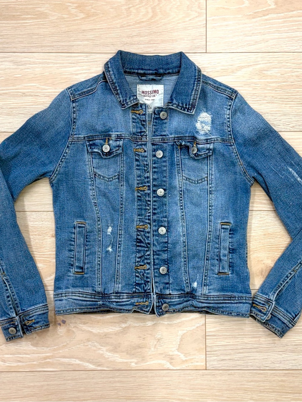 Mossimo Supply Co. Blue Distressed Denim Jacket